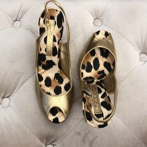 Gold Casadei slingbacks